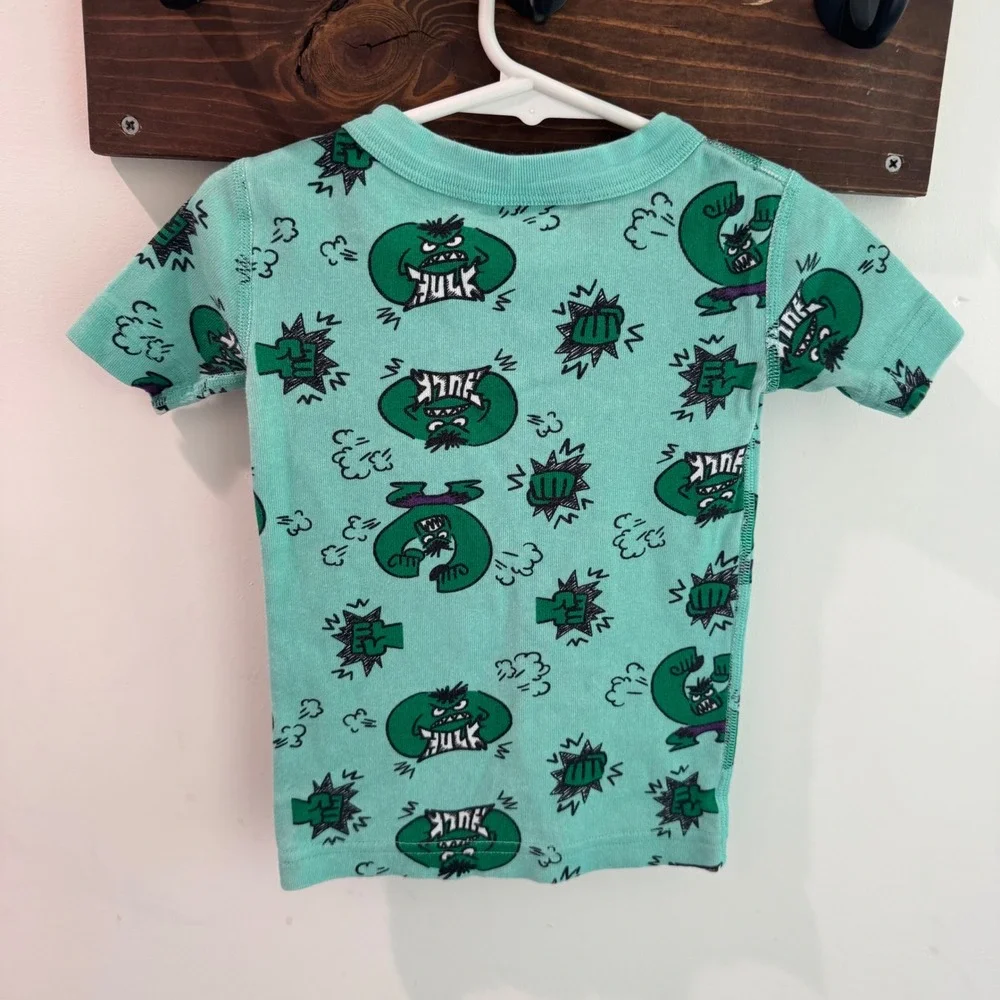 Hanna Andersson Marvel Hulk Organic Cotton Short Pajama Set Teal Kids 3T 90cm